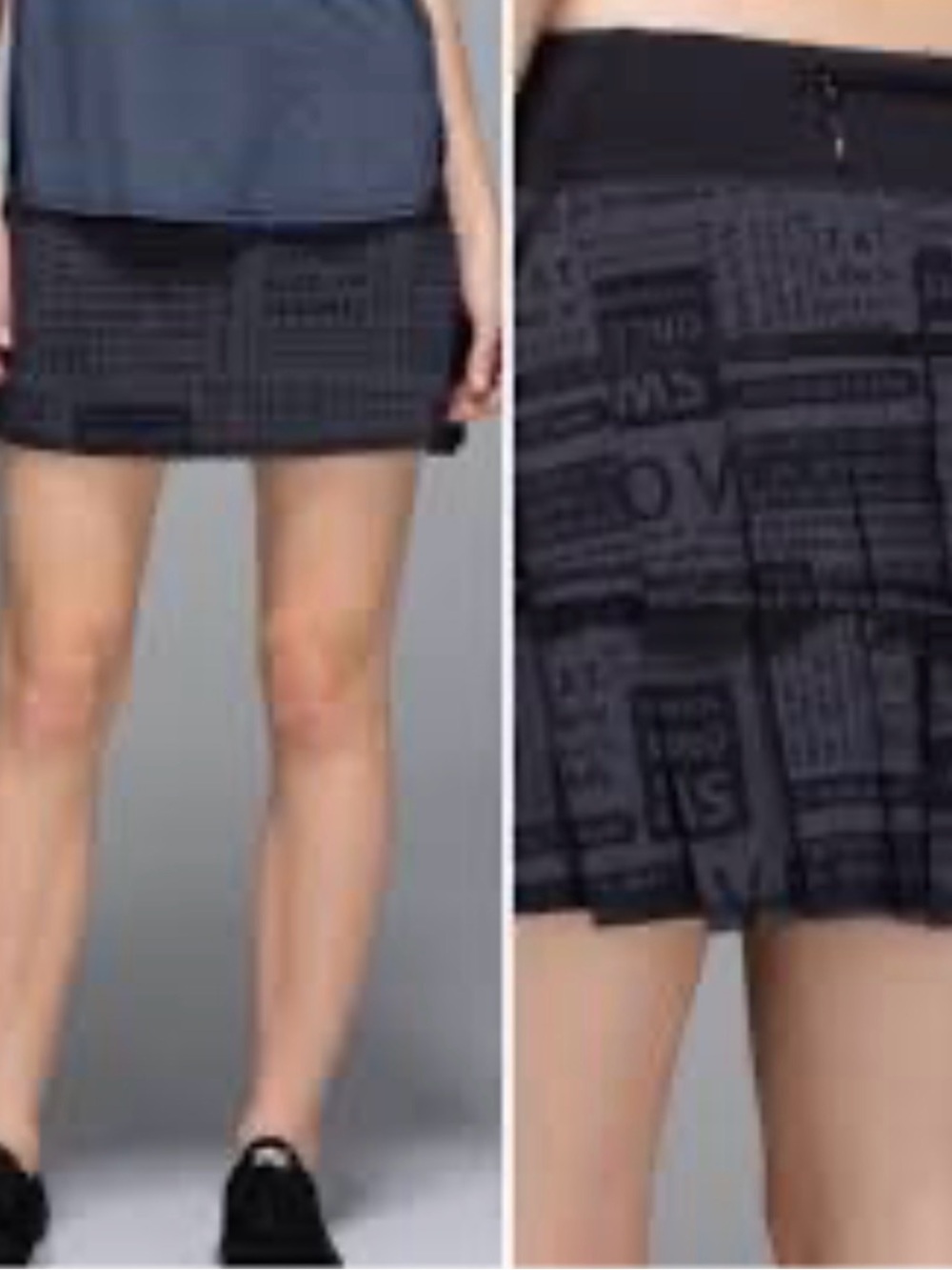 Lululemon Pace Setter classic manifesto Graphic Black Mini Skirt